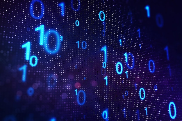 creative blue binary code background programming and coding concept 3d rendering