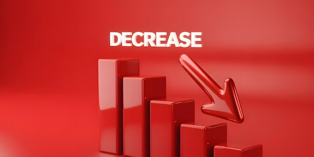decrease concept with a red arrow
