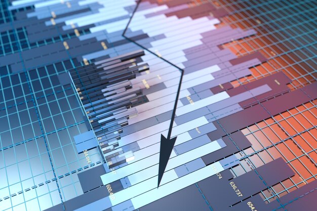 the decrease of the economical data business statistics 3d rendering