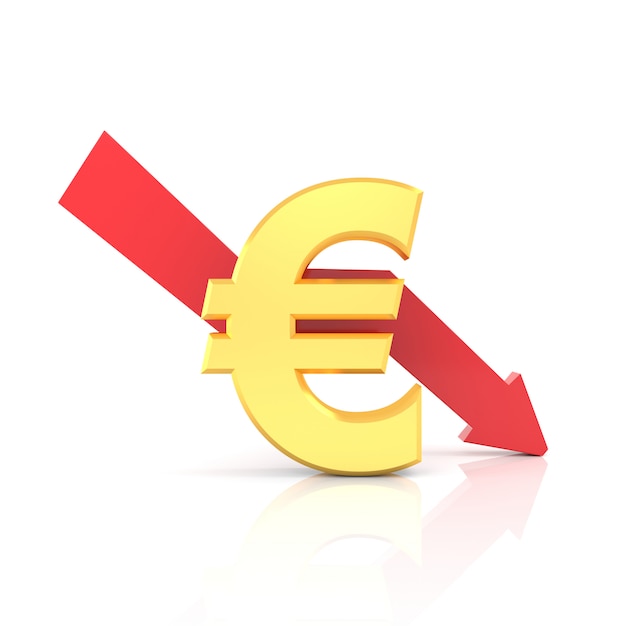 decrease of euro rate. 3d rendering.