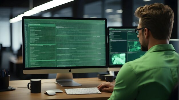 developer coding on computer software engineer at work programmer using desktop coding and progra