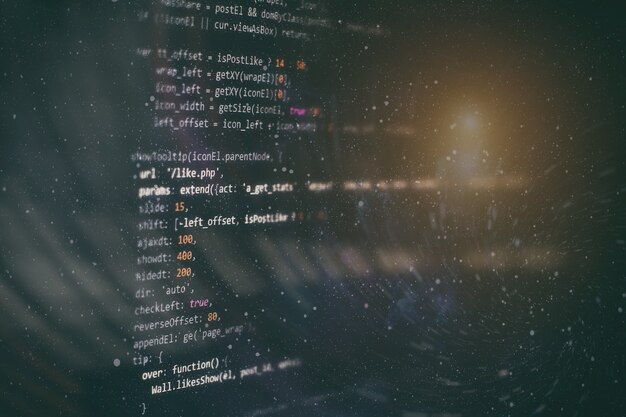 developer programming code. abstract computer script code. programming code screen of software developer. software programming work time.
