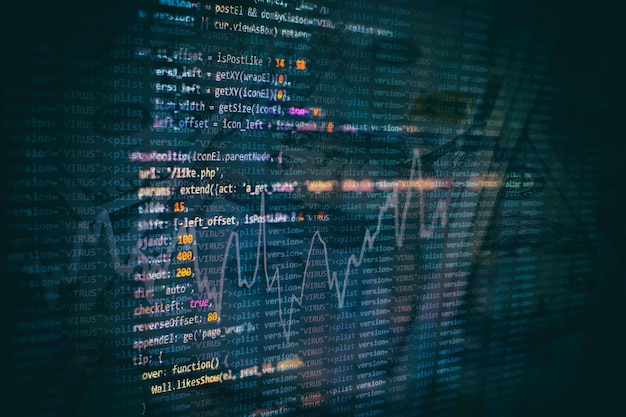 developer programming code. abstract computer script code. programming code screen of software developer. software programming work time.