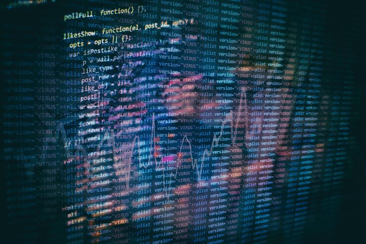 Photo developer programming code. abstract computer script code. programming code screen of software developer. software programming work time.