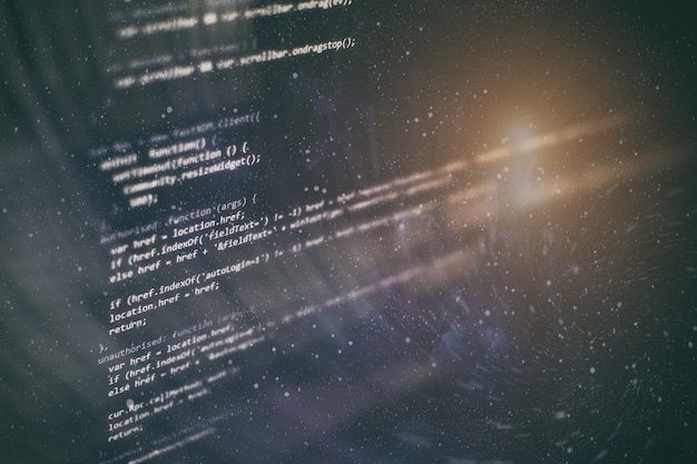 developer programming code. abstract computer script code. programming code screen of software developer. software programming work time.