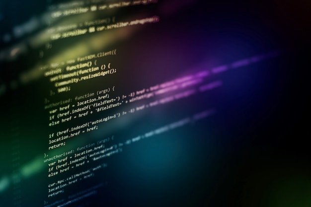 developer programming code. abstract computer script code. programming code screen of software developer. software programming work time.