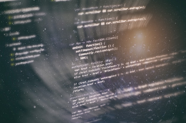 developer programming code. abstract computer script code. programming code screen of software developer. software programming work time.
