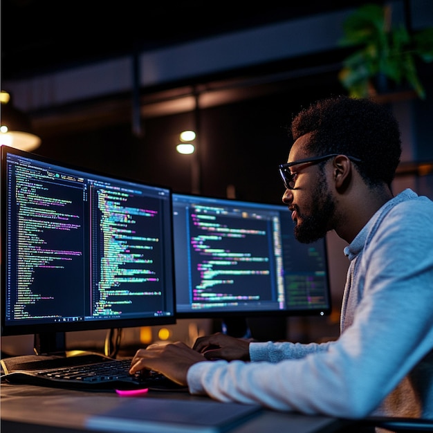 a developer using a version control system interface to manage code changes