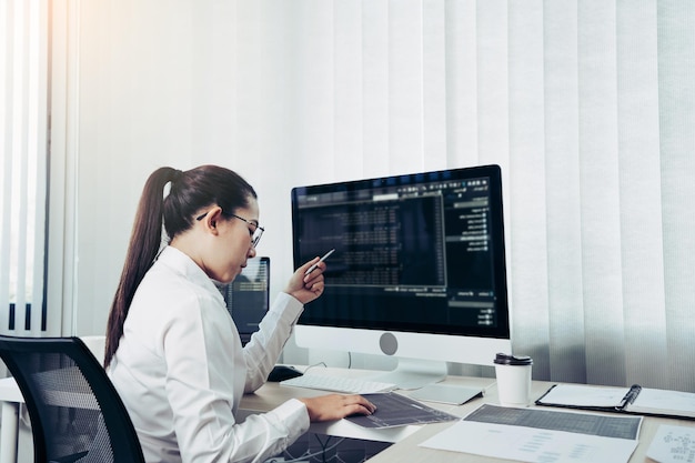 developing programming and coding technology working in a software engineers developing
