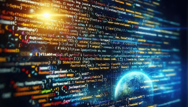 exploring css javascript and html closeup on function source code and it technology background