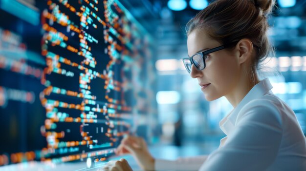 female developer debugging javascript code for a mobile operating system mobile javascript system