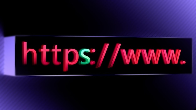 セキュリティを強化するための HTTPS 暗号化 HTTPS ネットワーク セキュリティの概念 検索エンジンと Web ブラウザーのアドレスにおけるセキュリティの概念 3D レンダリング