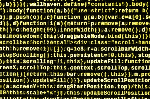 javascript code in text editor. coding cyberspace concept. screen of web developing code