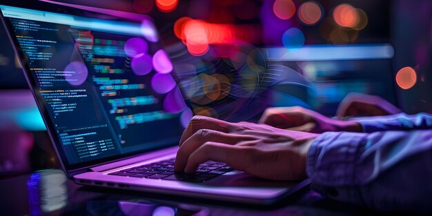 javascript coder developing software on a laptop concept javascript software development laptop programming