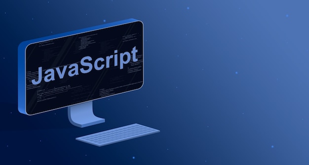 javascript on a computer screen with elements of program code 3d