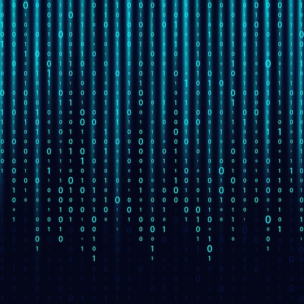 matrix background with numbers on the screen binary code zero one coding data stream binary code