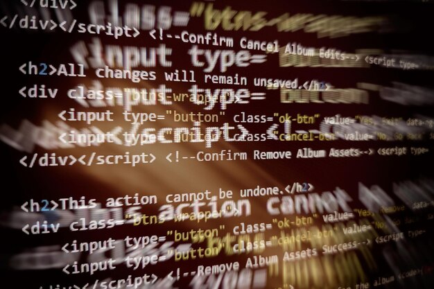 monitor closeup of function source code. abstract it technology background. software source code.