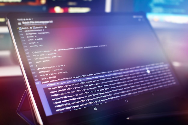 monitor closeup of function source code abstract it technology background software source code