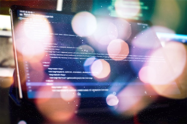 monitor closeup of function source code abstract it technology background software source code