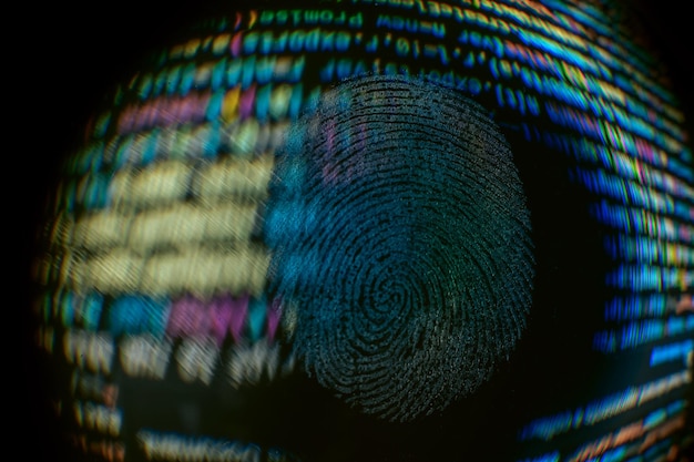 nice fingerprint on the crumpled background of the code abstract computer script code software developer code