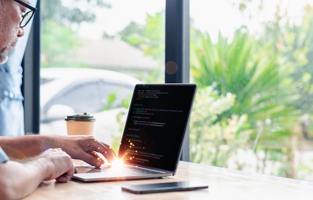 programmer coding compiler encode debug and developer application software for business
