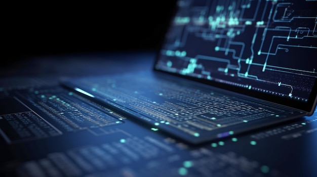 programming code abstract technical base of software developer and computer script generative ai