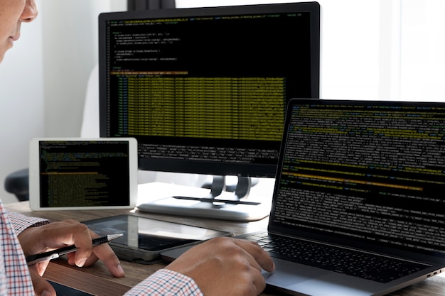 programming code abstract technology background developer programming and coding technology software developer and computer script