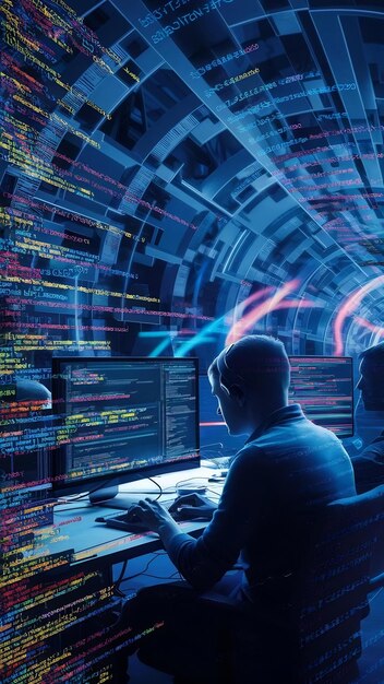 programming code abstract technology background of software developer and computer script