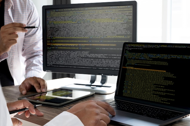 programming code abstract technology. developer programming and coding technology software developer and computer script