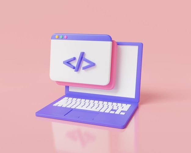 programming code product development on web browser laptop website coding develop coding coding language development java program data web development concept 3d icon render illustration
