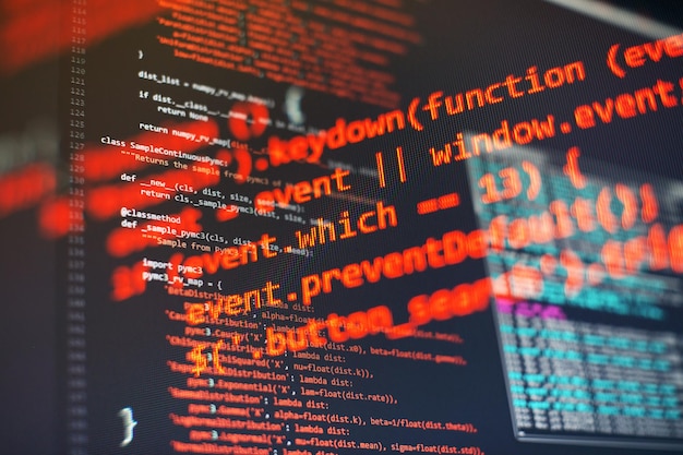 programming code screen of software developer software programming work time code text written and created