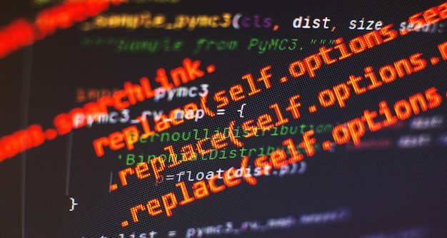 programming code screen of software developer software programming work time code text written and created
