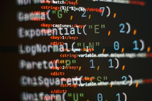 programming code screen of software developer software programming work time