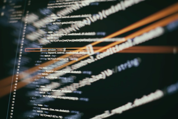 programming code screen of software developer software programming work time