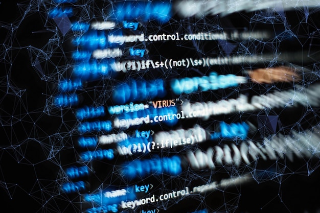 programming code screen of software developer software programming work time