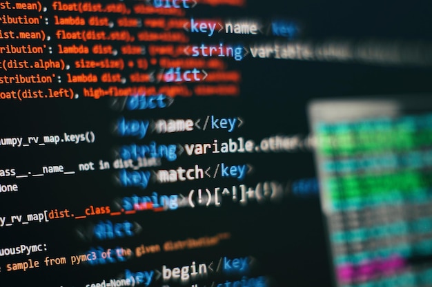programming code screen of software developer software programming work time