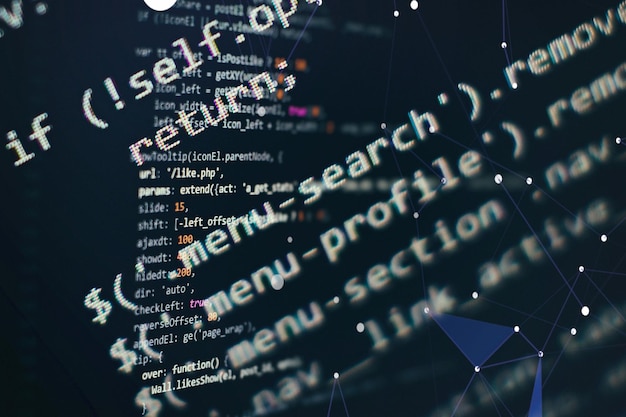 programming code screen of software developer software programming work time
