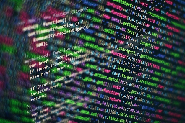 programming code screen of software developer software programming work time