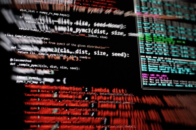 programming code screen of software developer software programming work time