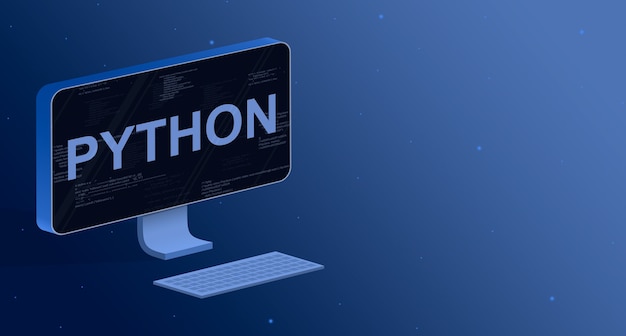 python on a computer screen with elements of program code 3d