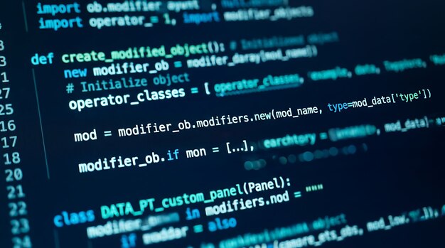 Код программирования на Python на экране компьютера