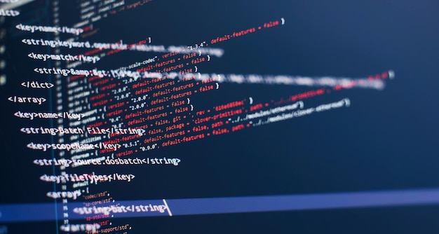 security code on a computer display close up database bits access stream visualisation php language and coding function developer