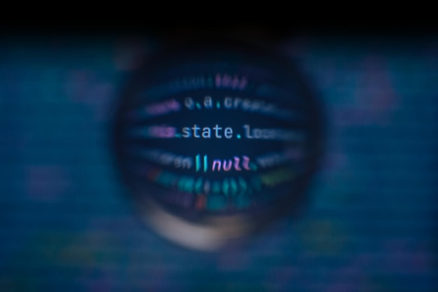 software developer code abstract computer script code code in a glass ball