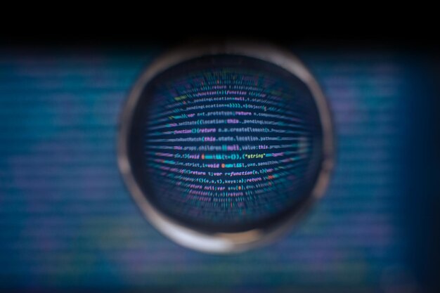 software developer code abstract computer script code code in a glass ball