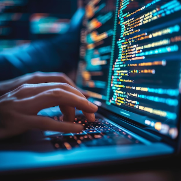 software developer programming abstract computer script code