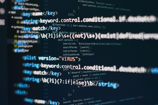 software developer programming code abstract computer script code programming code screen of software developer