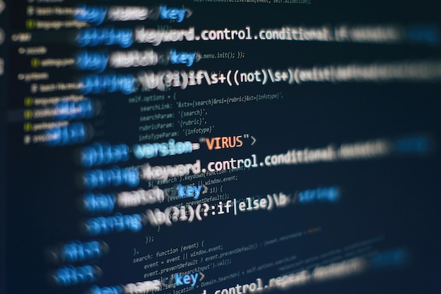 software developer programming code abstract computer script code programming code screen of software developer