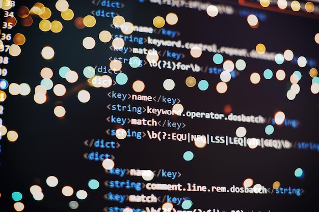 software developer programming code abstract computer script code programming code screen of software developer
