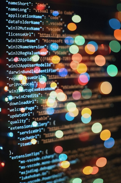 software developer programming code. abstract computer script code. selective focus