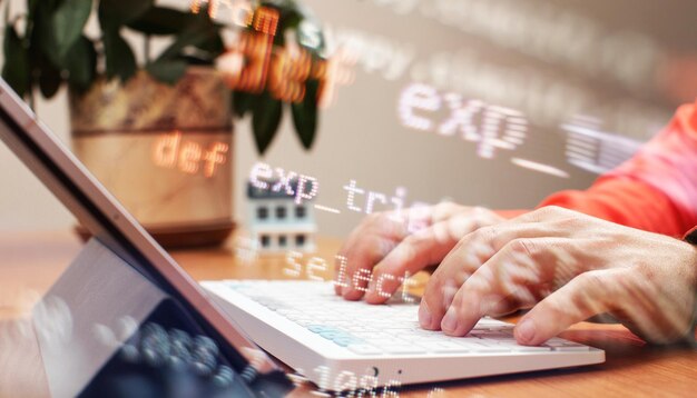 software developer programming code abstract computer script code selective focus